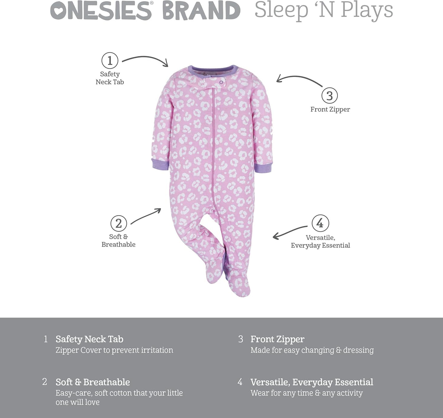 Baby-Girls 4-Pack Sleep 'N Play Footies Multi Pack