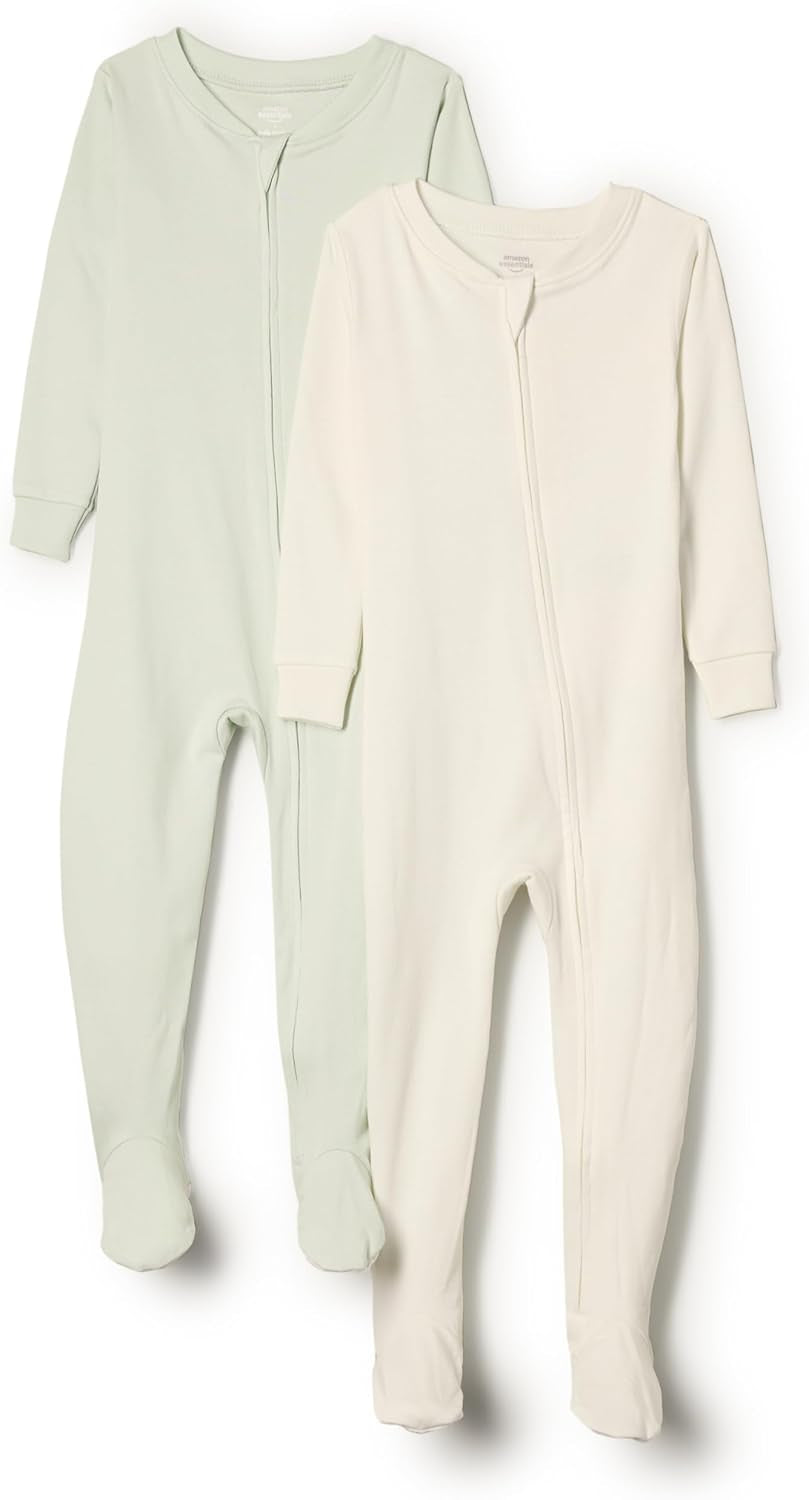 X Sofia Grainge Unisex Toddlers and Babies' Snug-Fit Cotton Footed Pajamas, Pack of 2