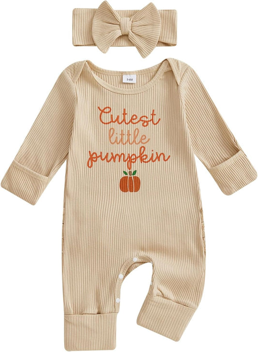 My First Halloween Baby Girl Outfit Cutest Pumpkin Onesie Long Sleeve Romper Jumpsuit Newborn Girl Outfits Clothes