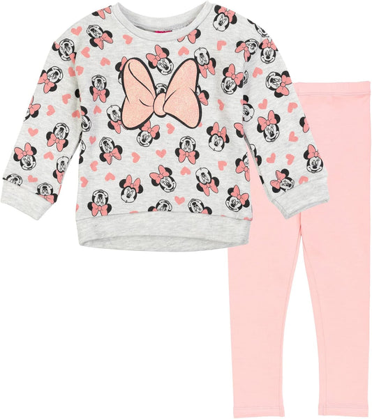 Minnie Mouse Fleece Sweatshirt and Leggings Outfit Set Infant to Big Kid Sizes (12 Months - 14-16)