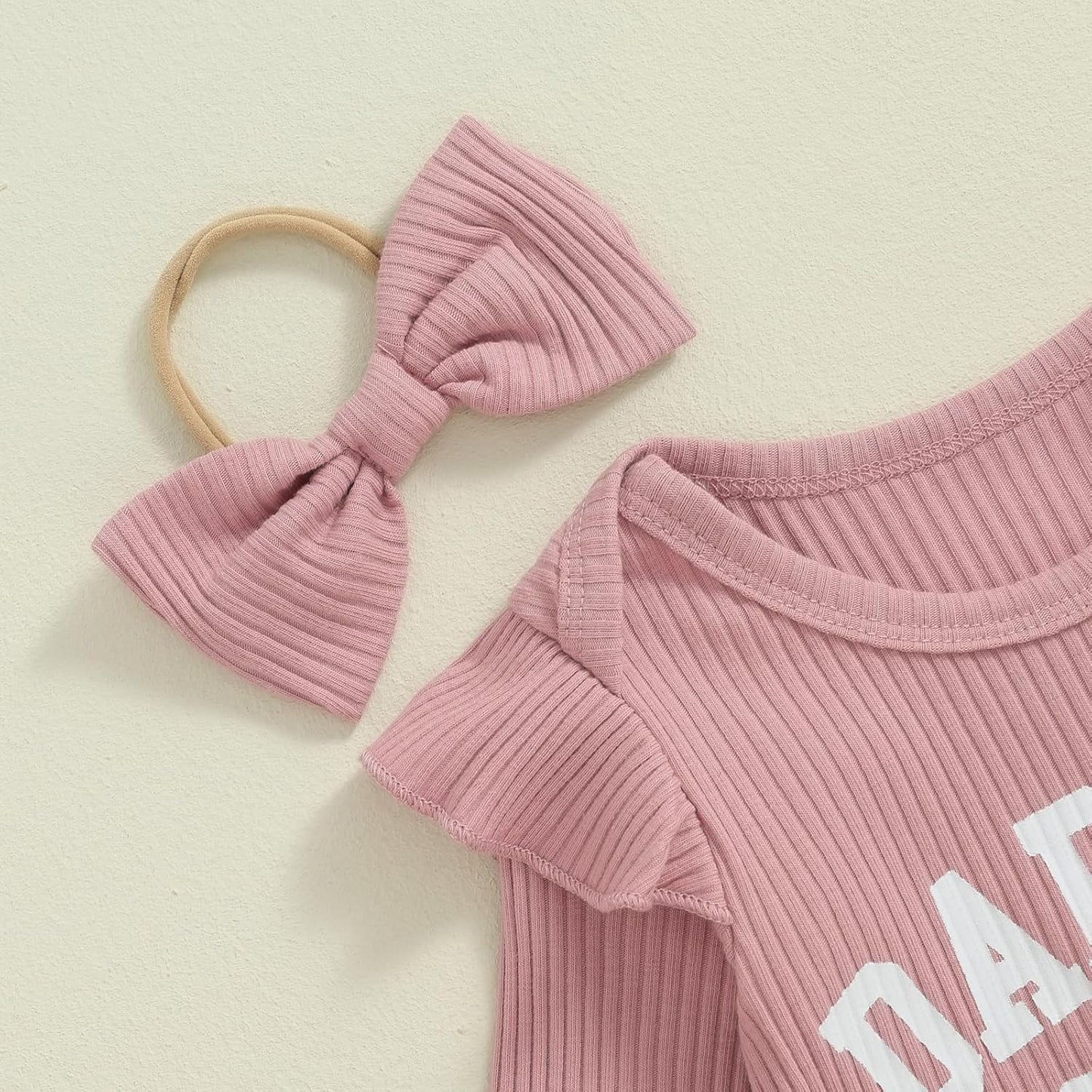 Newborn Baby Girl Outfits Daddys Girls Ruffle Long Sleeve Romper Top Pants Headband Infant Fall Winter Clothes