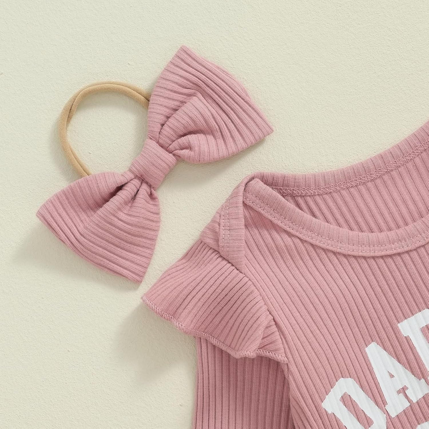 Newborn Baby Girl Outfits Daddys Girls Ruffle Long Sleeve Romper Top Pants Headband Infant Fall Winter Clothes