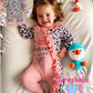 Preemie Newborn Baby Girl Clothes Infant Fall Winter Outfits Letter Floral One-Piece Romper+Jumpsuit