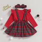 Christmas Baby Girl Outfit Newborn Cute Elk Fly Sleeve Romper Overall Dress Infant Girls Fall Winter Skirt Set