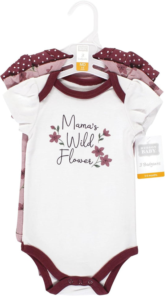 Baby Girls Cotton Bodysuits 3-Pack