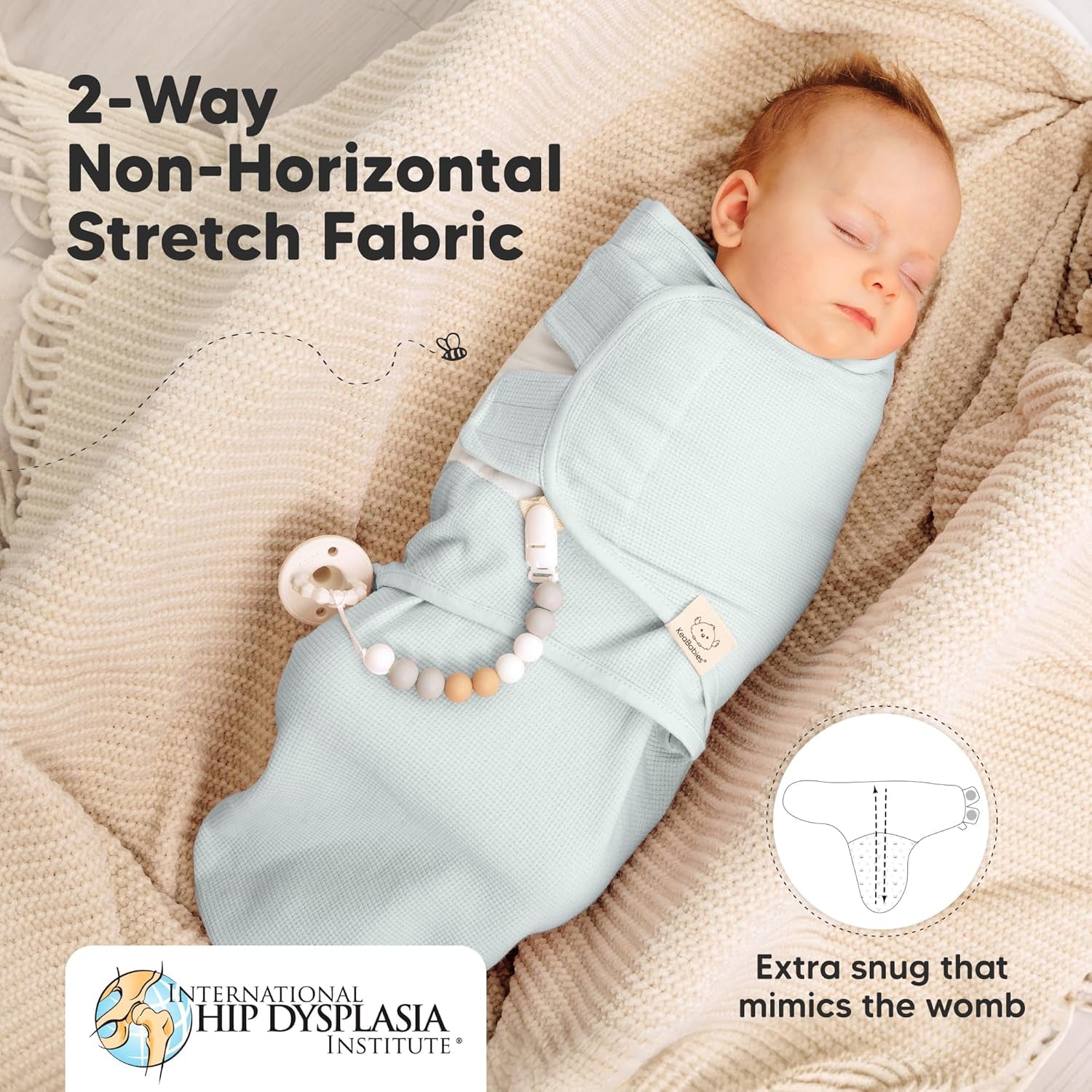 3-Pack Organic Swaddles for Newborns, Baby Sleep Sacks 0-3 Months - Baby Swaddle Wrap, Newborn Wearable Blanket, Infant Sleep Sack for Girls, Boys, Soft & Snug, Large Hook & Loop Closure (Ripple)