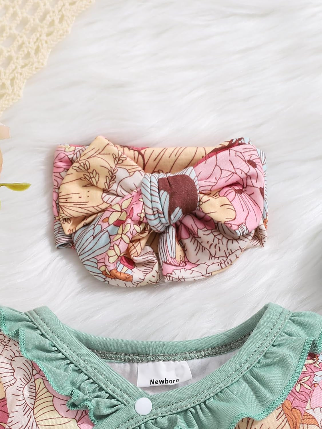 Newborn Baby Girl Clothes Infant Floral Print One-Piece Romper+Jumpsuit+Bodysuit+Hat+Headband