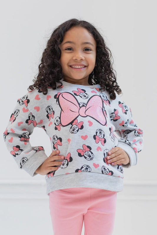 Minnie Mouse Fleece Sweatshirt and Leggings Outfit Set Infant to Big Kid Sizes (12 Months - 14-16)