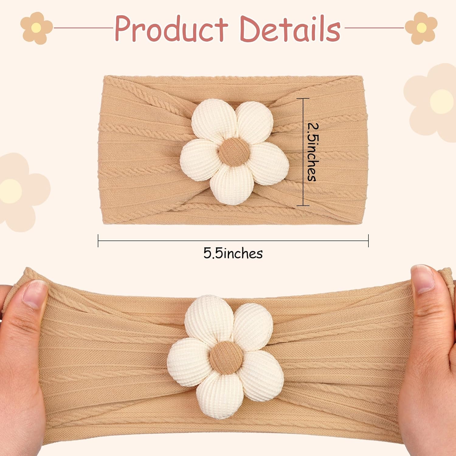 5 Pcs Baby Flower Headbands Baby Girls Nylon Headbands Soft Hairbands Hair Accessories for Newborn Infant Toddler Kids