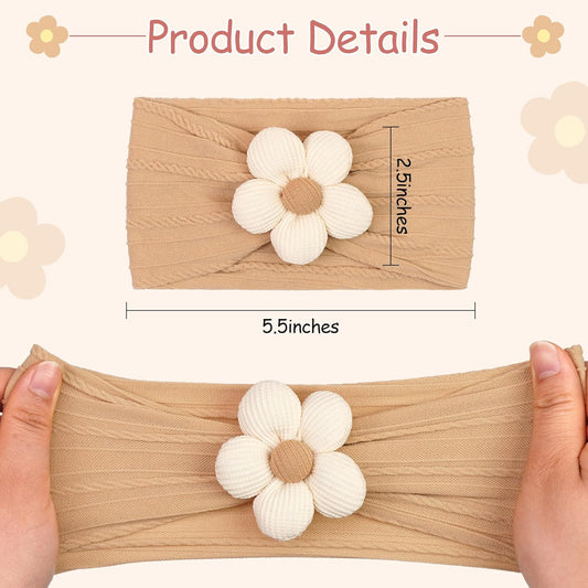 5 Pcs Baby Flower Headbands Baby Girls Nylon Headbands Soft Hairbands Hair Accessories for Newborn Infant Toddler Kids