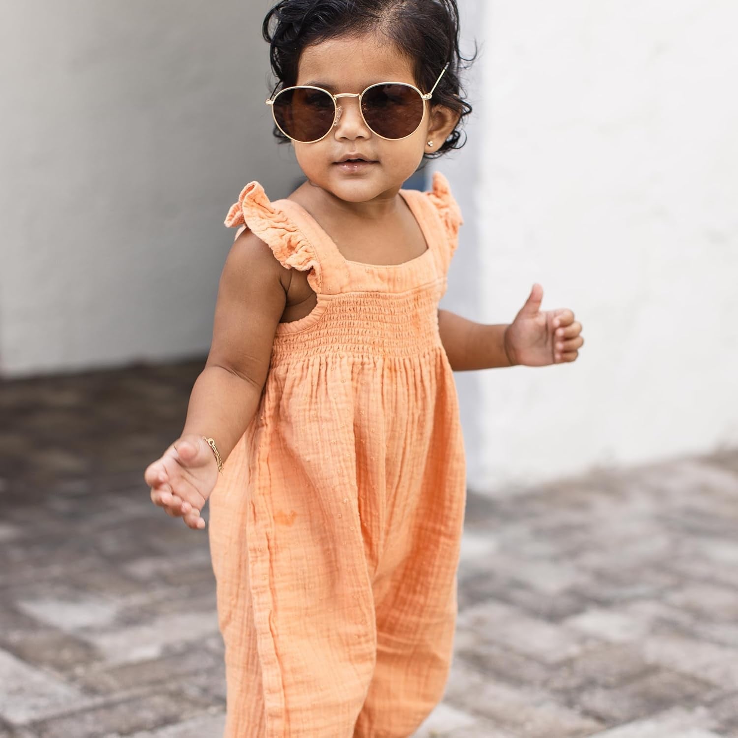 Baby-Girls Jumpsuit, 100% Organic Cotton One-Piece Sleeveless Outfit Coverall