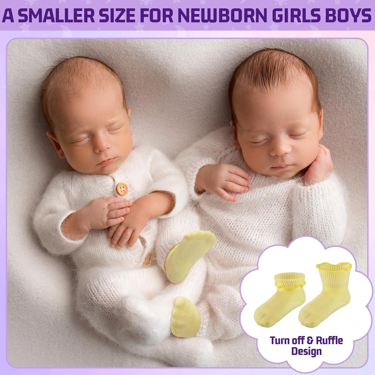 12 Pairs Baby Ruffle Ankle Socksturn Cuff Cotton Girls and Boys Non-Slip Warm Socks