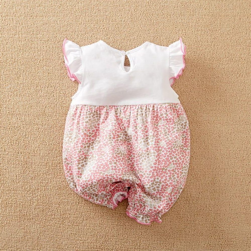 Cute Giraffe + Zebra with Floral Print Long Sleeve Baby Girl Clothes White Jumpsuit for Baby One-Piece Romper