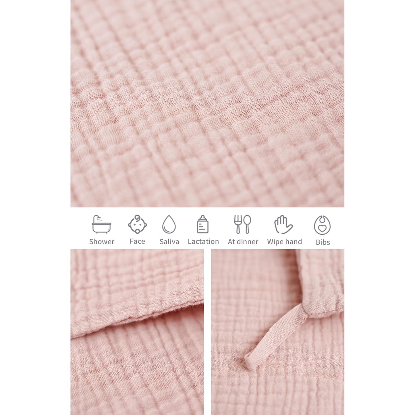6 Pack Baby Muslin Washcloths for Unisex 100% Cotton Wash Cloth Set for Baby Face Body Comfy and Soft for Newborn Infants Kids Girls and Boys